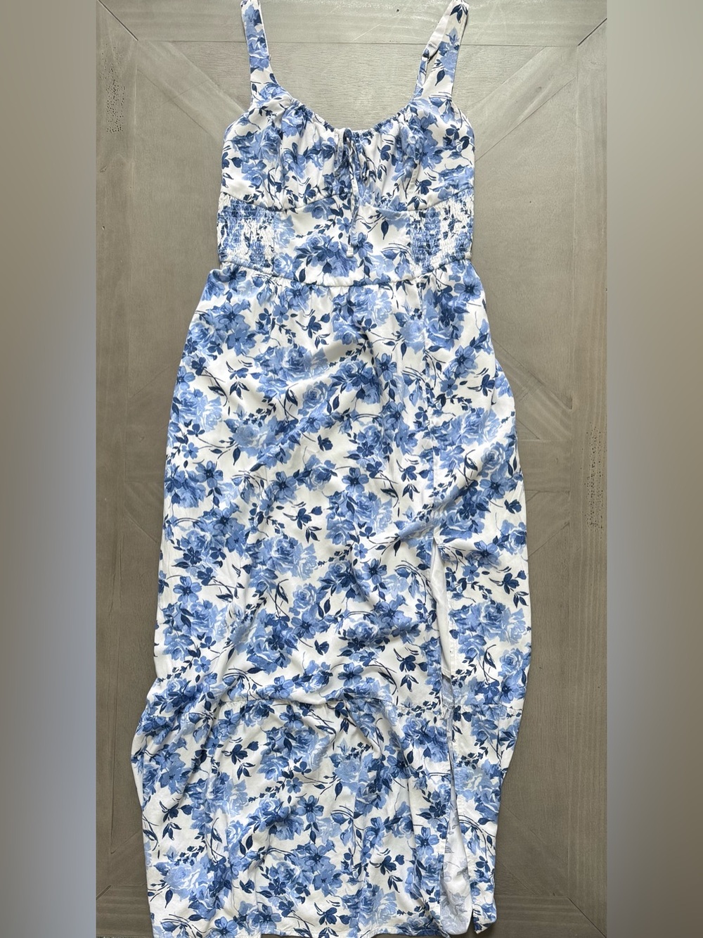 Hollister White Dress with Blue Floral Print
